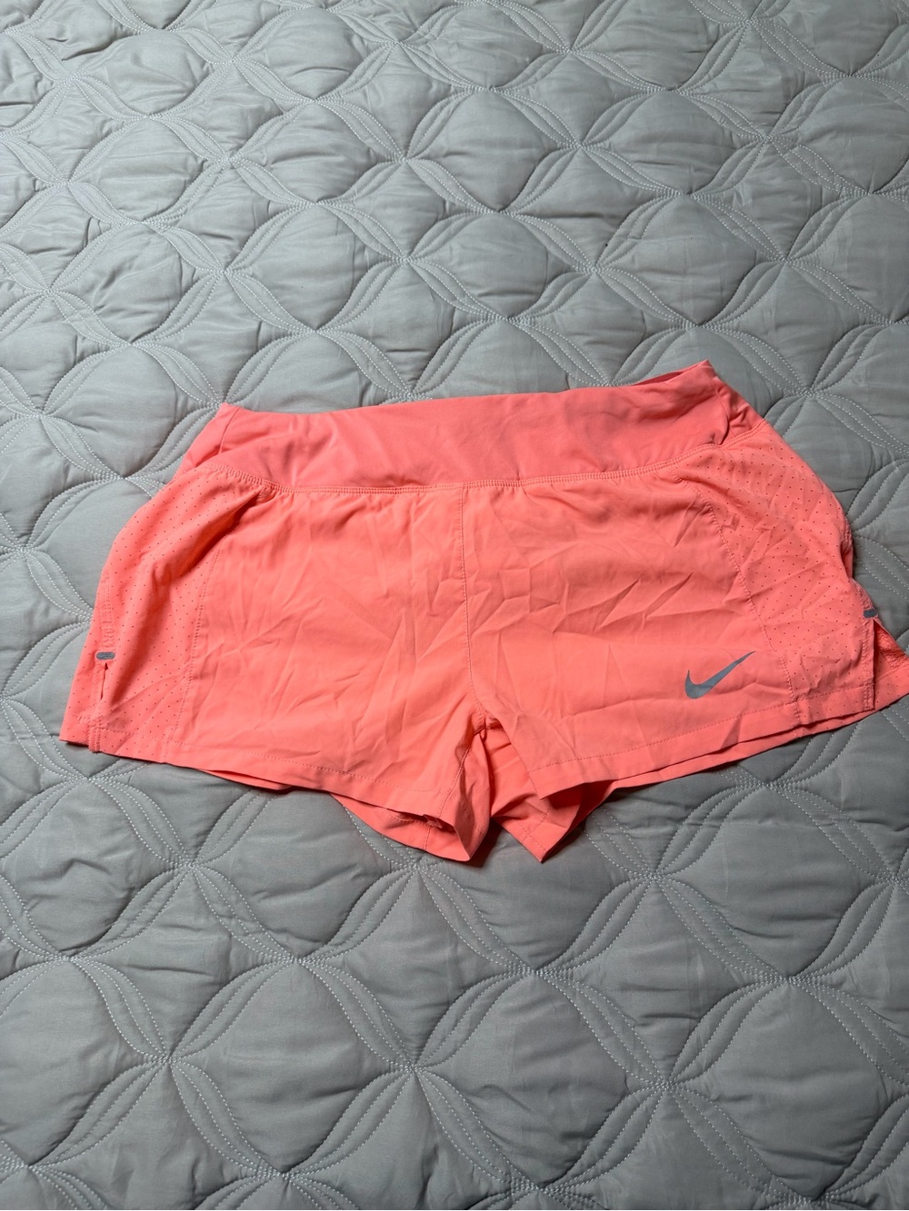 Nike Coral Pink Athletic Running Shorts with Reflective Swoosh